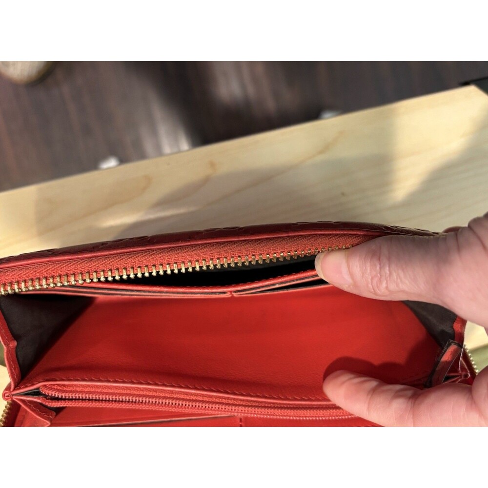 Authentic HOT Red GUCCI Guccissima Leather Zipper Wallet W/ COA Box Fits IPhone - Picture 13 of 16